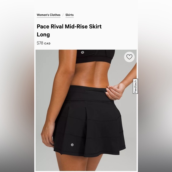 Lululemon pace rival skort (tall) - Picture 5 of 8